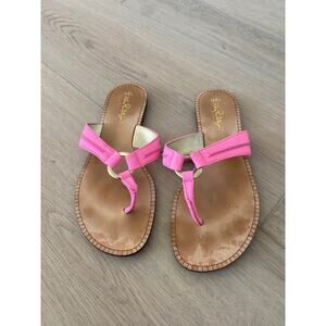 Lilly Pulitzer McKim Sandals PROSECCO Pink Leather Thong Shoes size 8